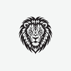 Obraz premium Download a stunning lion face vector silhouette with intricate tribal details. Perfect for tattoos, logos, wall art, and digital designs. High-quality black and white illustration
