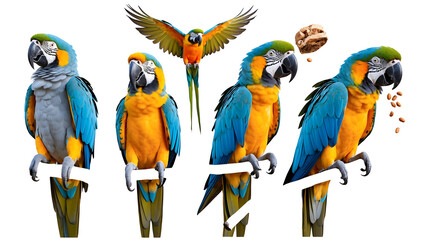  Set Colorful Parrots Perched