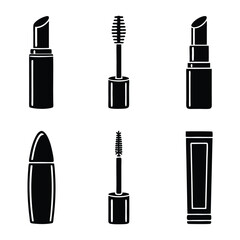 Skincare and Makeup Essentials Icon Set