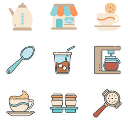 Set of coffee vector icons with white background
