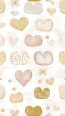 Fototapeta premium Soft hearts in pastel colors create cheerful and warm pattern