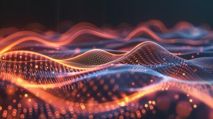 Abstract heartbeat ECG waveform with glowing lines. 