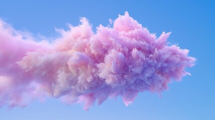Fluffy Pink Cloud in Pastel Sky, Digital Art, Background Image
