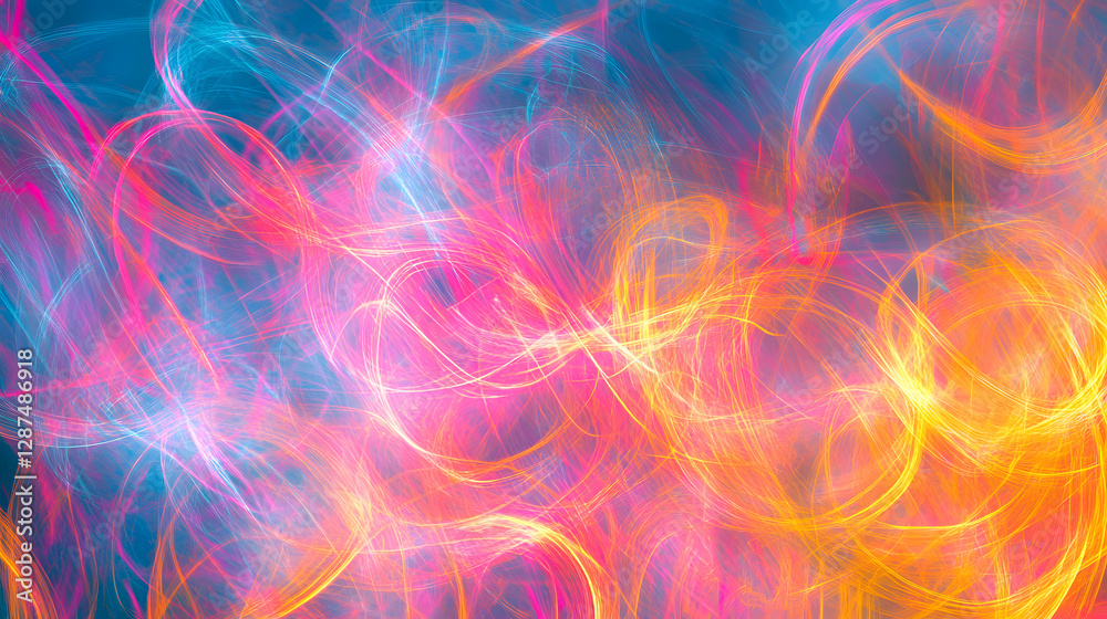 Poster abstract background with colorful lines and swirls creating dynamic patterns and shapes in vibrant h