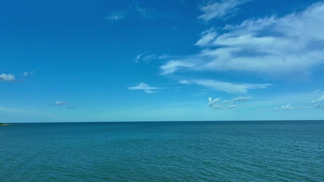 Nature of the beach and sea Summer with sunshine, sandy beaches, clear blue waters sparkling against the blue sky. On an island with good ecology and environment Background for summer vacation