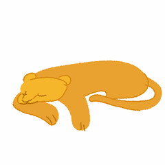 眠るメスライオンのかわいいイラスト素材