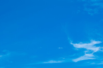 Panorama of cloud clear sky background for summer vacation concept at ocean and summer sea water...