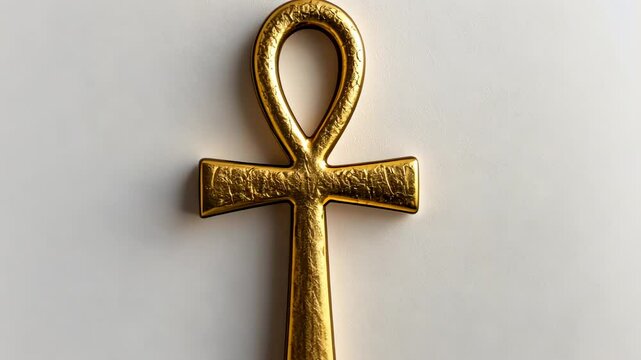 Golden ankh symbol displayed against a neutral background, symbolizing life and eternity