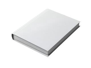 White hardcover book mockup isolated on transparent background