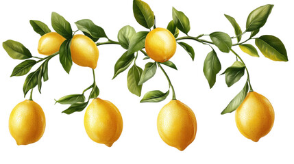 yellow and green leaves isolated on white background