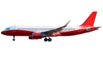 Airplane in flight with transparent background png image white clear viewpoint for design use