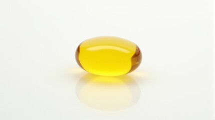Single glossy yellow capsule or gel pill on a white background.