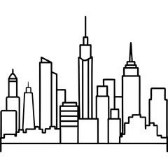 Elegant Continuous Line Urban Landscape in Modern Minimalist Style