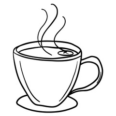 Minimalist Single Line Coffee Cup Drawing in Modern Art Style
