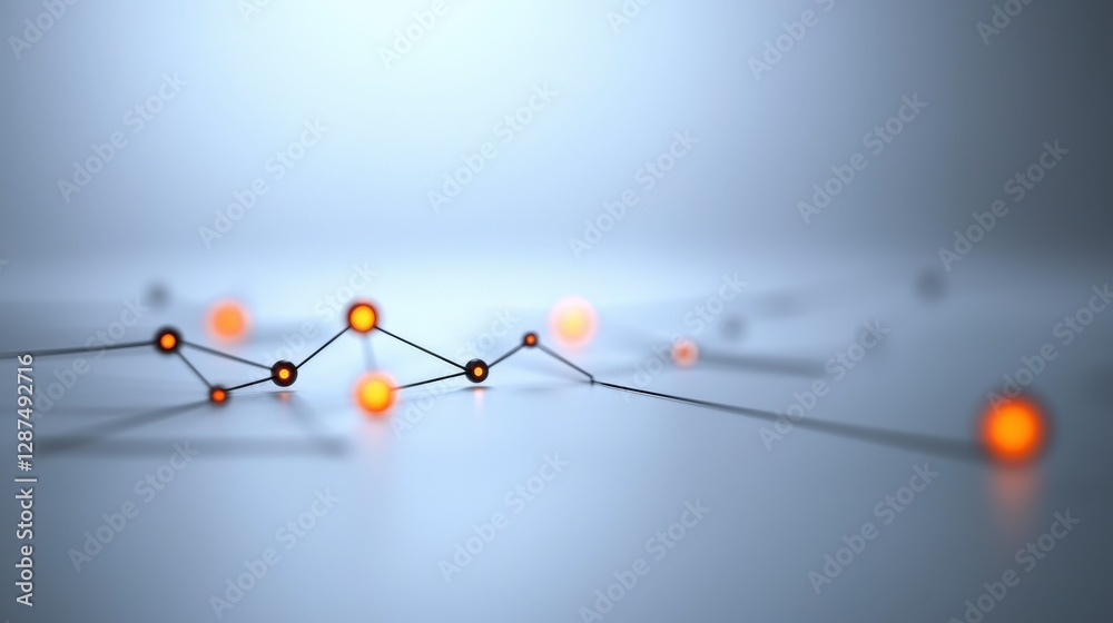 Poster abstract connections with glowing dots on smooth surface illustrating technology and networking conc