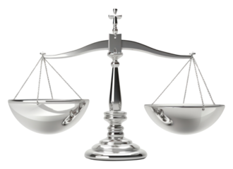 PNG 3d render of a legal justice balance scale in surreal abstract style metal transportation technology.