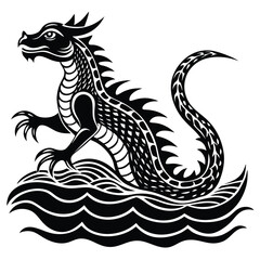 Chinese water dragon on water vector