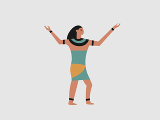 flat vector illustration of a person dancing in an ancient Egyptian style