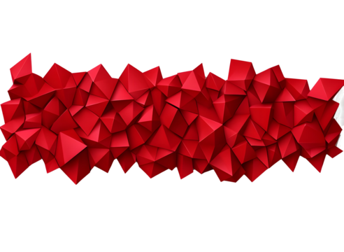 3D red geometric triangles forming an abstract pattern