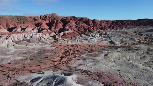 Aerial Approach to Impressive Geological Formations Moon Valley, Cusi Cusi, Jujuy, Argentina