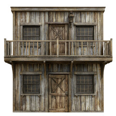Old Wooden Two-Story Building with Rustic Charm and Weathered Features