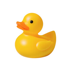 Yellow rubber duck isolated on transparent background