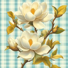 Magnolia blossom art illustration pastel colors floral design digital art nature creative concept
