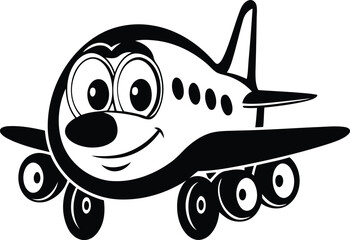 Cute Airplane premium quality vector illustration, Cute Airplane silhouette vector art, Cute Airplane line art vector