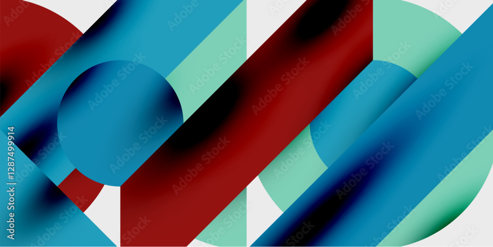 Aufkleber Modern abstract background featuring circles, lines, and triangles in a dynamic geometric composition. Perfect for stylish, tech, or creative-themed designs