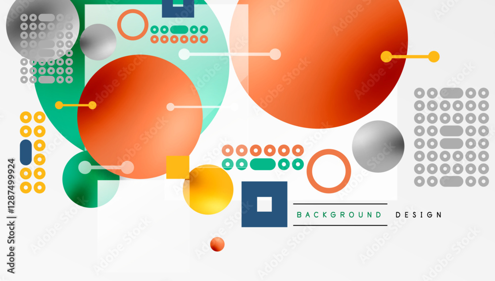Aufkleber minimalistic abstract vector design, layered geometric shapes circles, squares, and triangles with s