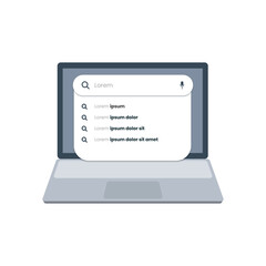 Search bar for UI UX with suggestions clean design vector template