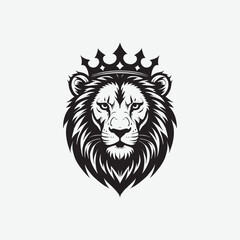 Discover a bold and powerful crowned lion logo with a sharp-edged mane in a black and white vector style. Perfect for branding, tattoos, esports, or royalty-themed designs.