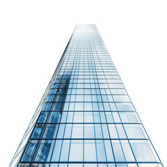 Tall Modern Skyscraper with Glass Facade Under Clear Blue Sky