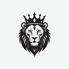 Discover a bold and powerful crowned lion logo with a sharp-edged mane in a black and white vector style. Perfect for branding, tattoos, esports, or royalty-themed designs.