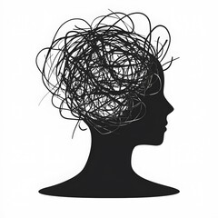 Creative Silhouette Artistic Expression of Mental Chaos and Mindfulness