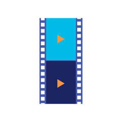 Flat Vector Illustration of a Vertical Film Strip with Play Icons – Modern Multimedia and Video Content Symbol