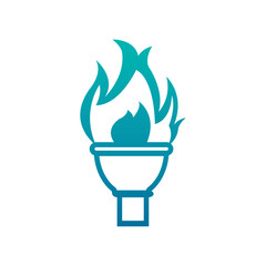 Flat Vector Illustration of a Burning Torch Icon – Symbol of Freedom, Victory, and Knowledge for Sports, Education, and Inspirational Design Projects