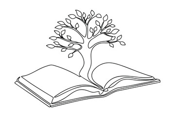 Knowledge Tree Growth, Learning, Wisdom, Book, Education, Nature, SingleLine, Art, Growth, Reading
