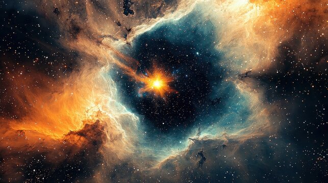 A breathtaking interstellar rift inside a nebula, forming a celestial gateway to another dimension