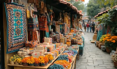 Fototapeta premium Colorful crafts market stall