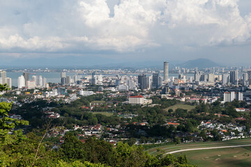 Obraz premium Aerial view of the heritage enclave of Georgetown on a sunny day from a nearby hill