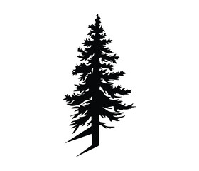 Simple Silhouette of a Majestic Evergreen Tree