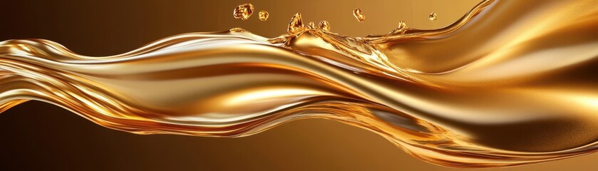 Beautiful golden liquid flowing gracefully on a smooth surface.