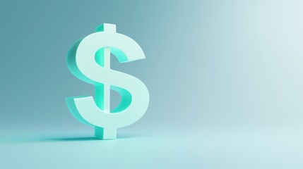Obraz premium Minimalist 3D Rendering of a Glowing Green Dollar Symbol on a Soft Background