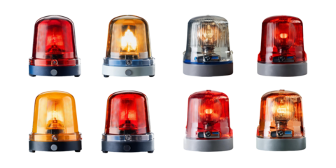 Colorful Emergency Warning Light Collection, PNG collection, set bundle, isolate on transparent or white background