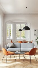 Fototapeta premium Modern Living Room Interior Design Illustration