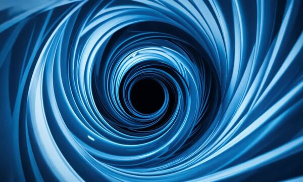 Abstract Black Hole with Light Blue Spiral Tunnel in Deep Space Animation