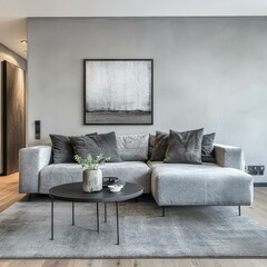 Modern Gray Living Room Interior Design