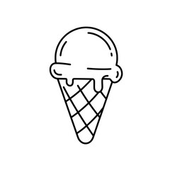 A Simple Sweet Treat: A minimalist line drawing of a classic ice cream cone, the perfect symbol for summer indulgence, pleasure, and a moment of sweet simplicity.