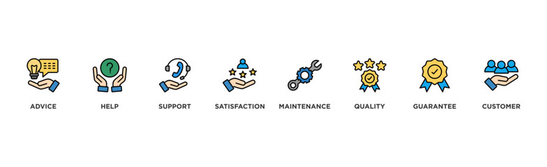 After sales service banner web icon vector illustration concept with icon of advice, help, support, satisfaction, maintenance, quality, guarantee, customer